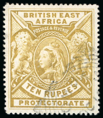 Stamp of Kenya, Uganda and Tanganyika » British East Africa 1897-1903 4a yellow brown and 1r carmine, imperforate