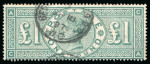 Stamp of Great Britain » 1855-1900 Surface Printed » 1887-1900 Jubilee Issue & 1891 £1 Green 1891 £1 green, used, fine