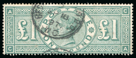 Stamp of Great Britain » 1855-1900 Surface Printed » 1887-1900 Jubilee Issue & 1891 £1 Green 1891 £1 green, used, fine