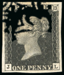 Stamp of Great Britain » 1840 1d Black and 1d Red plates 1a to 11 1d black pl. 8 IH, clear to good margins, with part