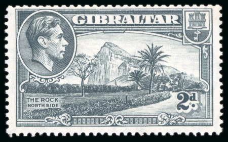 Stamp of Gibraltar 1938-51 Script 2d grey, perf. 13 1/2, mint showing