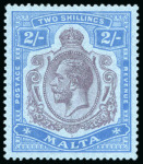 Stamp of Malta 1921-22 Script 2s purple and blue on blue, mint showing