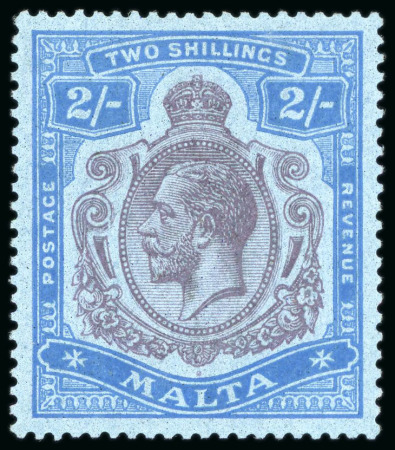 Stamp of Malta 1921-22 Script 2s purple and blue on blue, mint showing