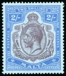 Stamp of Malta 1921-22 Script 2s purple and blue on blue, mint showing