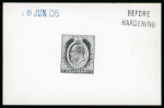 Stamp of Malta 1904-14 Die proof in black for the 1/2d value, dated