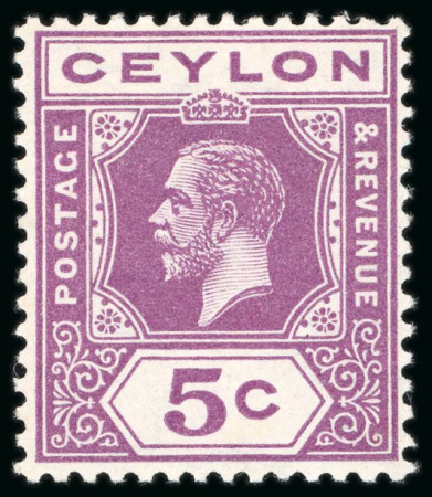 Stamp of Ceylon 1912-25 MCA 5c purple, mint nh showing sideways watermark,