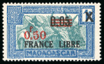 Stamp of Colonies françaises » Madagascar (Poste française) 1942, France Libre Y&T 241c **, variété cadre et