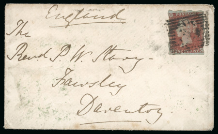 Stamp of Great Britain » 1841 1d Red 1841 1d red-brown "Treasury" roulette on cover to Daventry