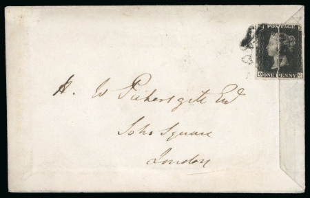 Stamp of Great Britain » 1840 1d Black and 1d Red plates 1a to 11 1841 (Jul 3) "Henry Tuck Hermetically Sealed Envelope" with 1840 1d black pl.5 OC 