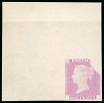 Stamp of Great Britain » Line Engraved Essays, Plate Proofs, Colour Trials and Reprints 1840 Rainbow Colour trial 1d on white unwatermarked paper in bright pink