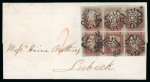 Stamp of Great Britain » 1841 1d Red 1841 1d red pl.12 AA-BC in block of 6 on wrapper to Lubeck (Schleswig-Holstein, Germany) from Hastings