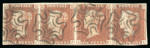 Stamp of Great Britain » 1840 1d Black and 1d Red plates 1a to 11 1841, 1d red from black pl.5 AI-AL strip of 4 with good margins and four strikes of black MC