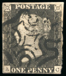 Stamp of Great Britain » 1840 1d Black and 1d Red plates 1a to 11 1840, 1d black pl.9 AC matched with 1d red, State 2 black and red and State 3 red