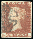 Stamp of Great Britain » 1840 1d Black and 1d Red plates 1a to 11 1840, 1d black pl.9 AC matched with 1d red, State 2 black and red and State 3 red