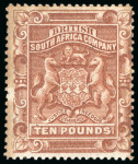 Stamp of Rhodesia 1897 Arms £10 brown, unused with large part original gum