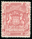 Stamp of Rhodesia 1897 Arms £2 rose-red, unused with large part original