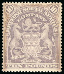 Stamp of Rhodesia 1898-1908 Arms £10 lilac, unused with part original