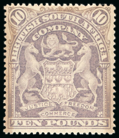 Stamp of Rhodesia 1898-1908 Arms £10 lilac, unused with part original