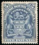Stamp of Rhodesia 1898-1908 Arms £5 deep blue, unused with part original