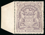 Stamp of Rhodesia 1898-1908 Arms £10 lilac, unused left sheet marginal