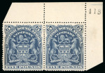 Stamp of Rhodesia 1898-1908 Arms £5 deep blue, unused top right corner