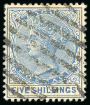 Stamp of Nigerias » Lagos 1884-86 CA 5s blue, used with clear crisp oval of bars,