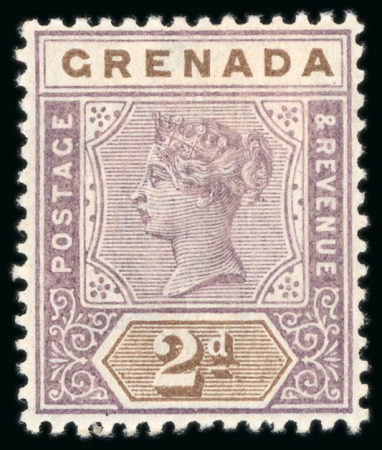 Stamp of Grenada 1895-99 CA 2d mauve and brown, mint showing watermark