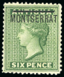 Stamp of Montserrat 1876-83 6d green, unused with large part original gum,