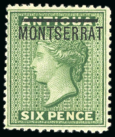 Stamp of Montserrat 1876-83 6d green, unused with large part original gum,