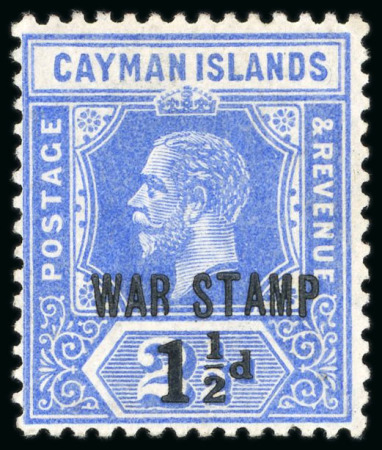 Stamp of Cayman Islands 1917 War Tax 1 1/2d on 2 1/2d deep blue, mint lightly