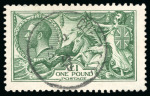 Stamp of Great Britain » King George V » 1913-19 Seahorse Issues 1913 Waterlow £1 green, used with central cds, excellent