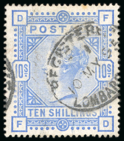 Stamp of Great Britain 1883-84 Anchor 10s ultramarine, used, fine. SG £525.