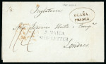 Stamp of Jamaica 1845 (Apr 10) entire from Ocanã, Colombia, to London via Jamaica
