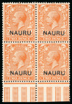 Stamp of Nauru 1916-23 2d orange, bottom sheet marginal mint and mint