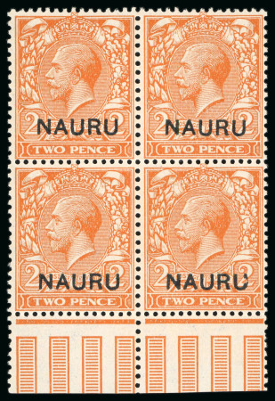 Stamp of Nauru 1916-23 2d orange, bottom sheet marginal mint and mint