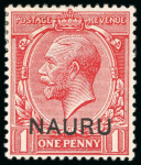 Stamp of Nauru 1916-23 1/2d green, mint block of four, 1d red and