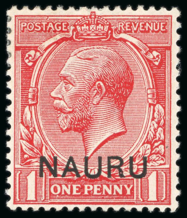 Stamp of Nauru 1916-23 1/2d green, mint block of four, 1d red and