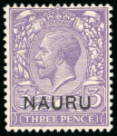 Stamp of Nauru 1916-23 1/2d green, mint block of four, 1d red and