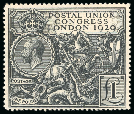 Stamp of Great Britain » King George V » 1924-36 Issues 1929 PUC £1 black, mint very light hinged, fresh and