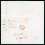 Stamp of Barbados 1846 (No 8) entire to Martinique, with "BARBADOES" double arc despatch on backflap