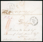 Stamp of Barbados 1846 (No 8) entire to Martinique, with "BARBADOES" double arc despatch on backflap