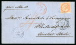 Stamp of Great Britain » British Post Offices Abroad » Crown Circle Handstamps 1867 (Feb 25) wrapper from the British Office in Guadeloupe to the USA