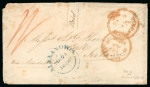 Stamp of Egypt » British Post Offices » Alexandria 1856 (Mar 24) envelope to Ireland with blue Alexandria despatch cds and "PAID / AT / ALEXANDRIA" crown circle ds