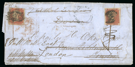 Stamp of Antigua & Barbuda 1853 (Oct 13) entire from Antigua to England, redirected three times in England