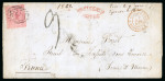 Stamp of Mauritius » Later Issues 1862 (Mar 6) wrapper to France with 1860-63 4d tied by "B53" barred oval, underpaid with oval "INSUFFICIENTLY / PREPAID" hs