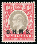 Stamp of Somaliland Protectorate 1904-05 Official 1a grey-black and carmine, mint showing