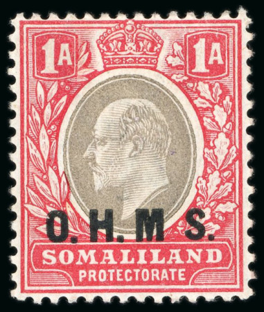 Stamp of Somaliland Protectorate 1904-05 Official 1a grey-black and carmine, mint showing