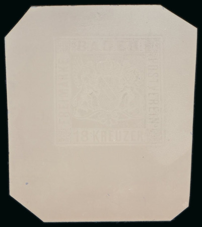 Stamp of German States » Baden German States, Baden - 1852: 18kr, cliché on celluloid