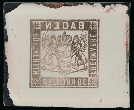 Stamp of German States » Baden German States, Baden - 1862 30kr, glass support cliché