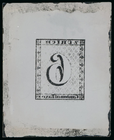 Stamp of Switzerland / Schweiz » Kantonalmarken » Zürich Switzerland, Canton Zurich - 1843 6r, glass support
